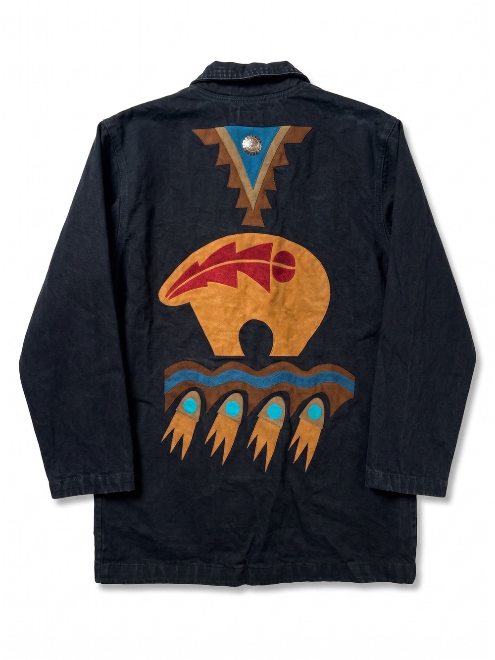 Sundance X Moxie Jacket Women M Black Southwest Spirit Bear Suede Art Vintage - Picture 2 of 9